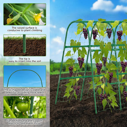 48"×48" Cucumber Trellis, U-Shape Garden Cucumber Trellis for Raised Bed & Climbing Plants Outdoor, Metal Plant Support Arch Trellis for Vegetables, Pea, Bean, Grape