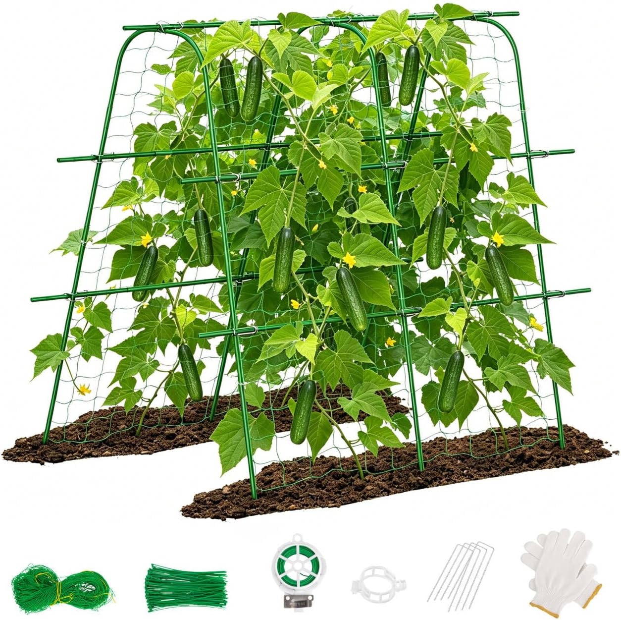 48"×48" Cucumber Trellis, U-Shape Garden Cucumber Trellis for Raised Bed & Climbing Plants Outdoor, Metal Plant Support Arch Trellis for Vegetables, Pea, Bean, Grape