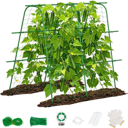 48"×48" Cucumber Trellis, U-Shape Garden Cucumber Trellis for Raised Bed & Climbing Plants Outdoor, Metal Plant Support Arch Trellis for Vegetables, Pea, Bean, Grape