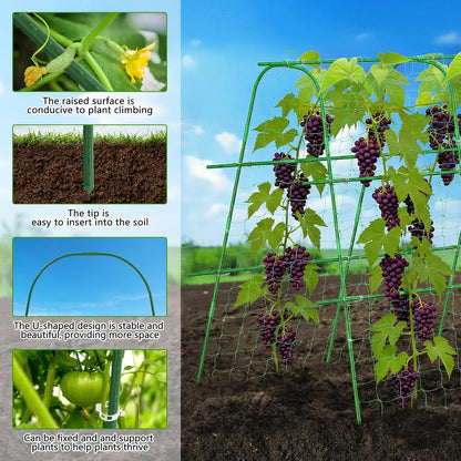 48"×48" Cucumber Trellis, U-Shape Garden Cucumber Trellis for Raised Bed & Climbing Plants Outdoor, Metal Plant Support Arch Trellis for Vegetables, Pea, Bean, Grape