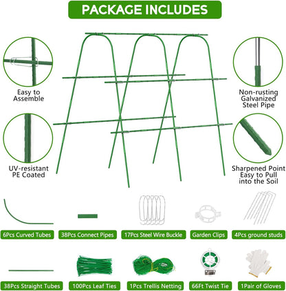 48"×48" Cucumber Trellis, U-Shape Garden Cucumber Trellis for Raised Bed & Climbing Plants Outdoor, Metal Plant Support Arch Trellis for Vegetables, Pea, Bean, Grape