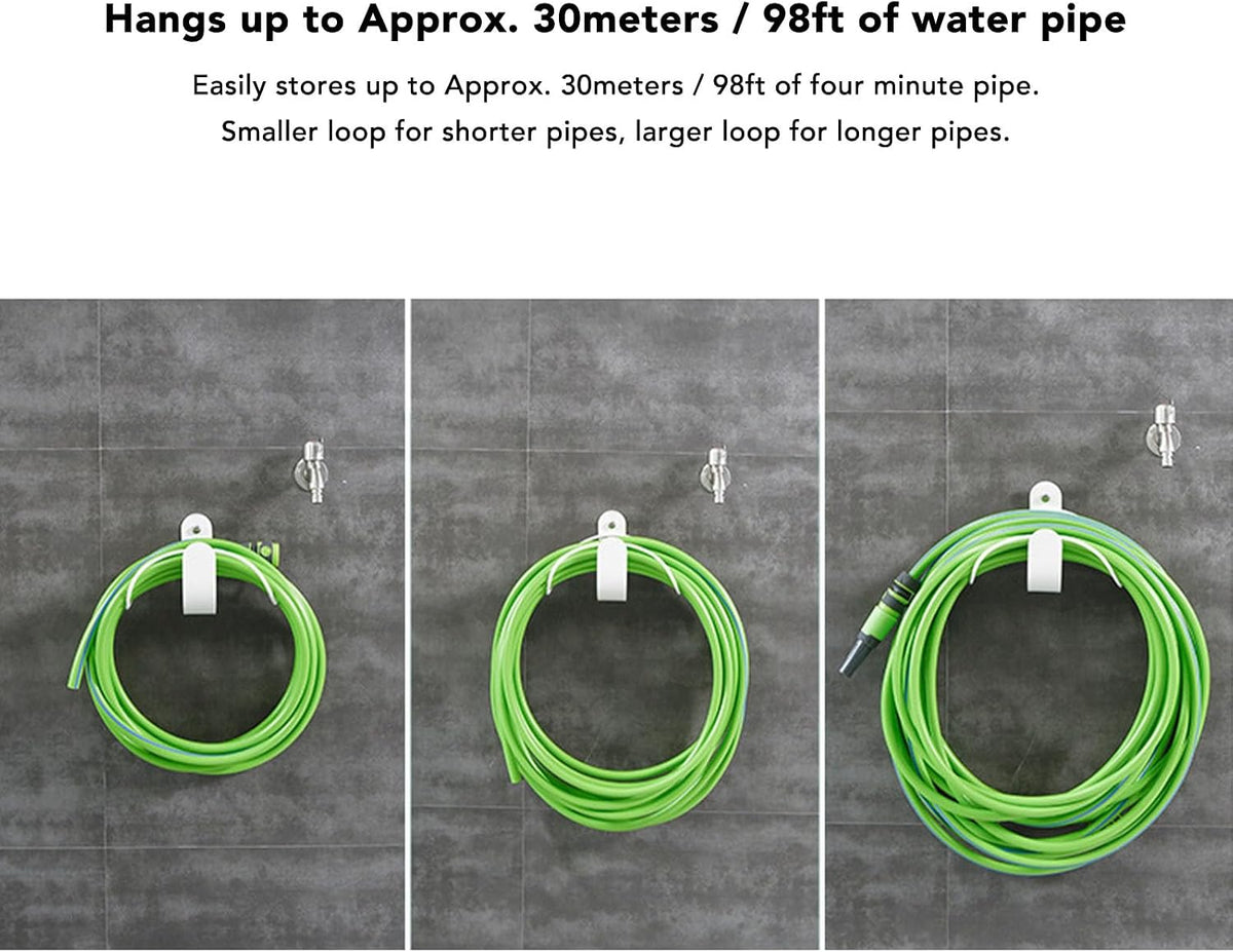 Holder - Heavy Duty Hose Hanger Wall Mounted Water Hose Holder for Outside Yard, Sturdy Hose Reel Hose Hooks for Water Hose (White)
