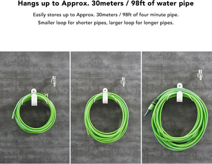 Holder - Heavy Duty Hose Hanger Wall Mounted Water Hose Holder for Outside Yard, Sturdy Hose Reel Hose Hooks for Water Hose (White)