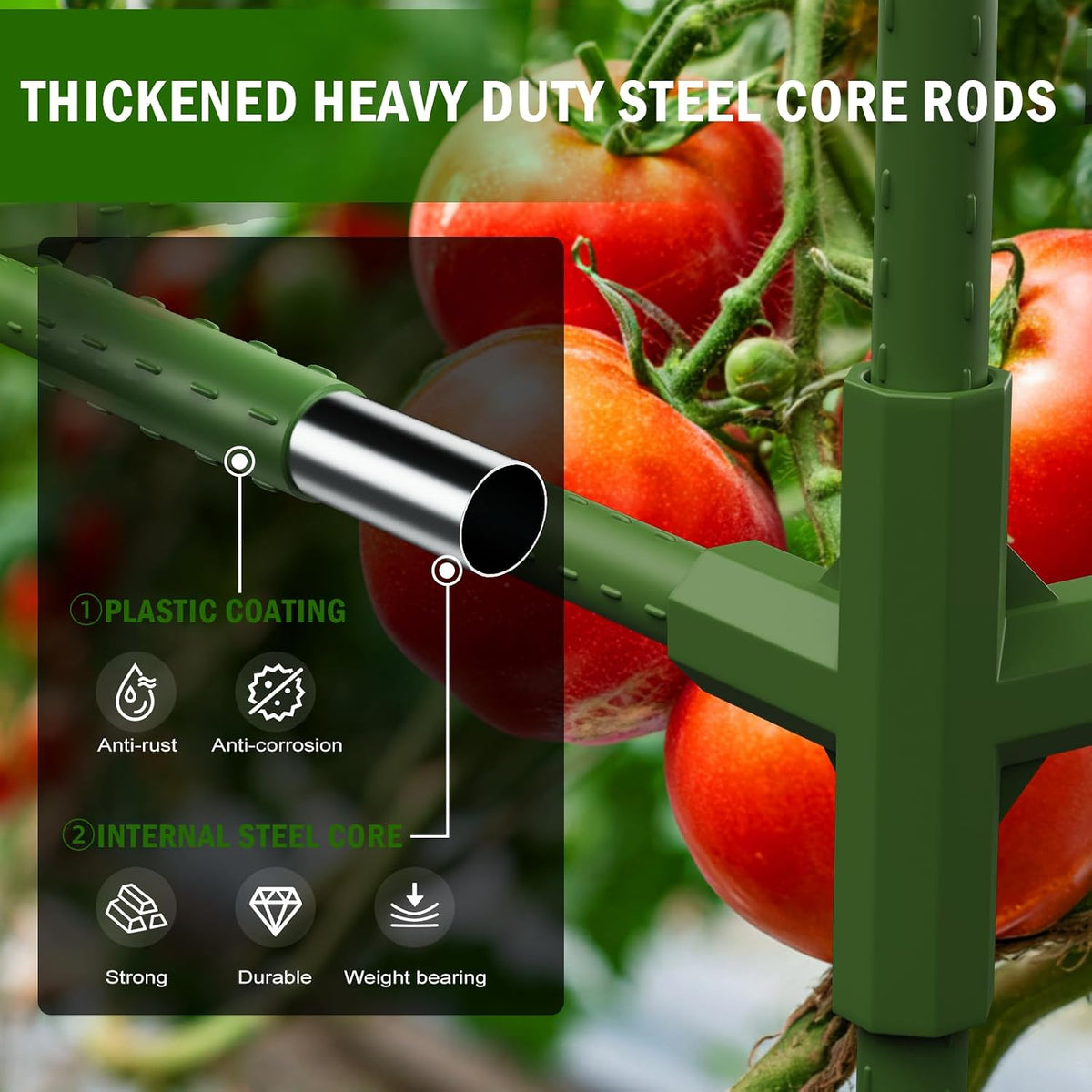 3 Pack Square Tomato Cages with Grow Bags, 45" Heavy Duty Square Tomato Trellis Plant Support for Raised Garden Bed Climbing Vegetables, Set with Garden Gloves, 20 Clips & 65FT Tie Wire