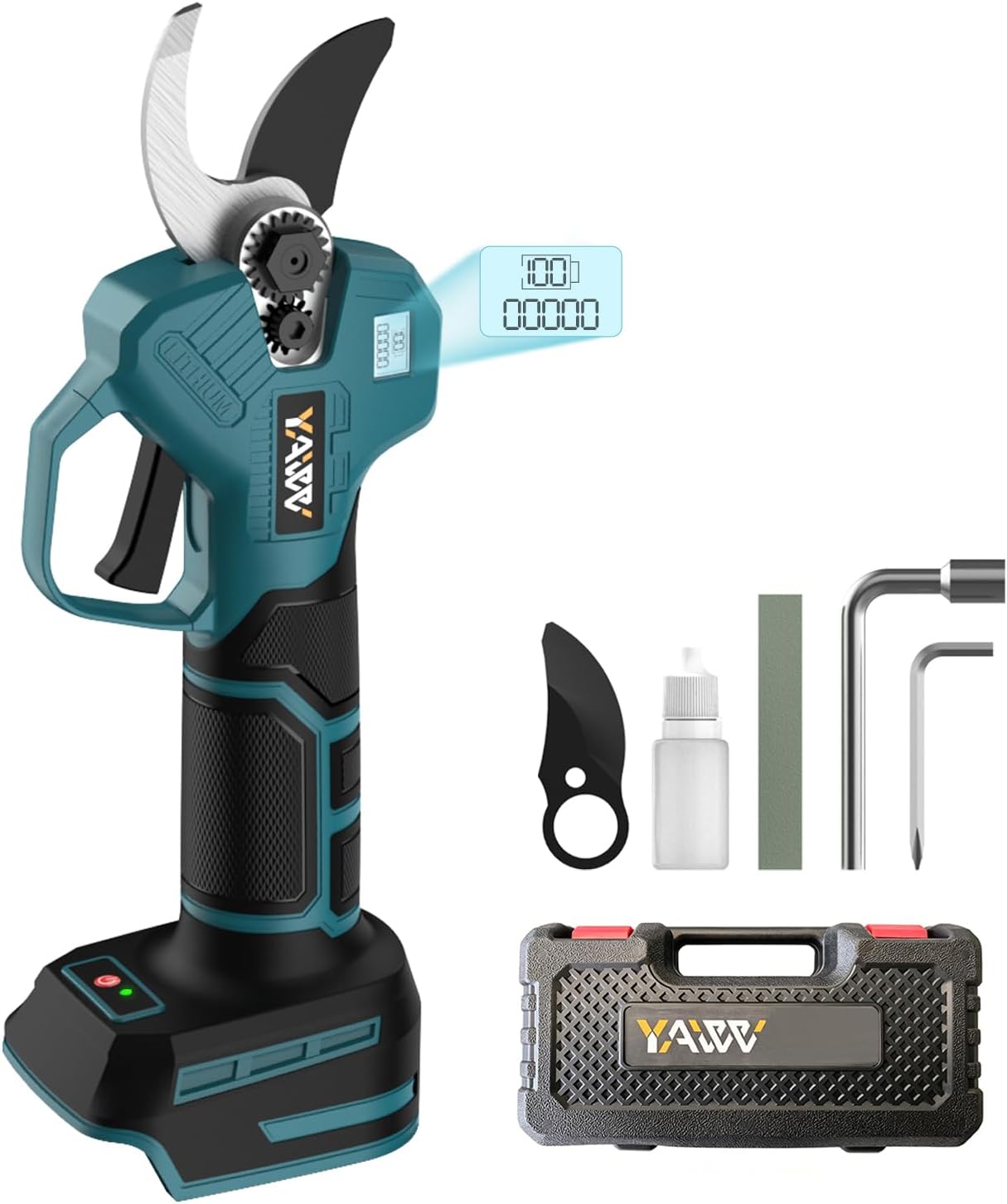 Brushless Electric Pruning Shears for DeWalt 20V Battery, Portable Cordless Pruning Shears with LCD Display＆SK5 Blades, Adjustable Cutting Diameter 0.8-1.2 Inch for Gardening Tree Pruning(NO Battery)