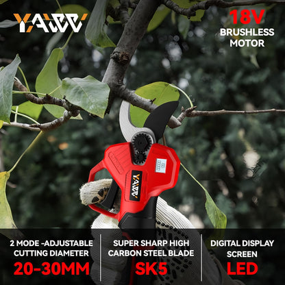 Brushless Electric Pruning Shears for DeWalt 20V Battery, Portable Cordless Pruning Shears with LCD Display＆SK5 Blades, Adjustable Cutting Diameter 0.8-1.2 Inch for Gardening Tree Pruning(NO Battery)