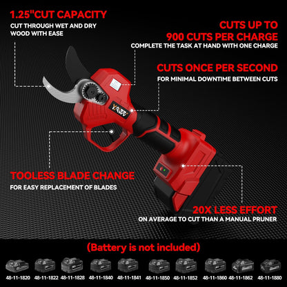 Brushless Electric Pruning Shears for DeWalt 20V Battery, Portable Cordless Pruning Shears with LCD Display＆SK5 Blades, Adjustable Cutting Diameter 0.8-1.2 Inch for Gardening Tree Pruning(NO Battery)