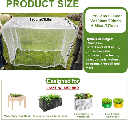 2 Pack Garden Netting for 6×3 FT Raised Beds, Large Fine Mesh Insect Netting with Drawstring, Garden Bed Cover for Vegetables, Fruit & Flower Protection