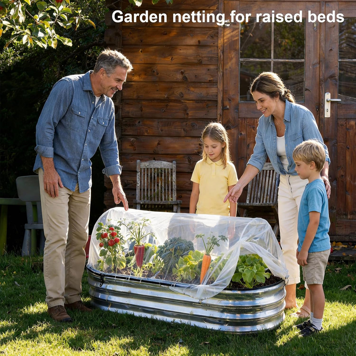 2 Pack Garden Netting for 6×3 FT Raised Beds, Large Fine Mesh Insect Netting with Drawstring, Garden Bed Cover for Vegetables, Fruit & Flower Protection