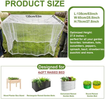 2 Pack Garden Netting for 6×3 FT Raised Beds, Large Fine Mesh Insect Netting with Drawstring, Garden Bed Cover for Vegetables, Fruit & Flower Protection