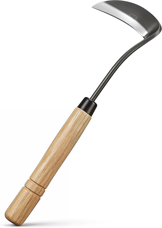 Kana Hoe 217 Japanese Garden Tool - Hand Hoe/Sickle is Perfect for Weeding and Cultivating,Solid Wood Handle for Gardening Tools