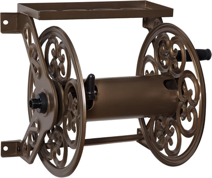 Liberty GARDEN 704 Decorative Cast Aluminum Wall Mount Garden Hose Reel, Holds 125-Feet of 5/8-Inch Hose - Bronze