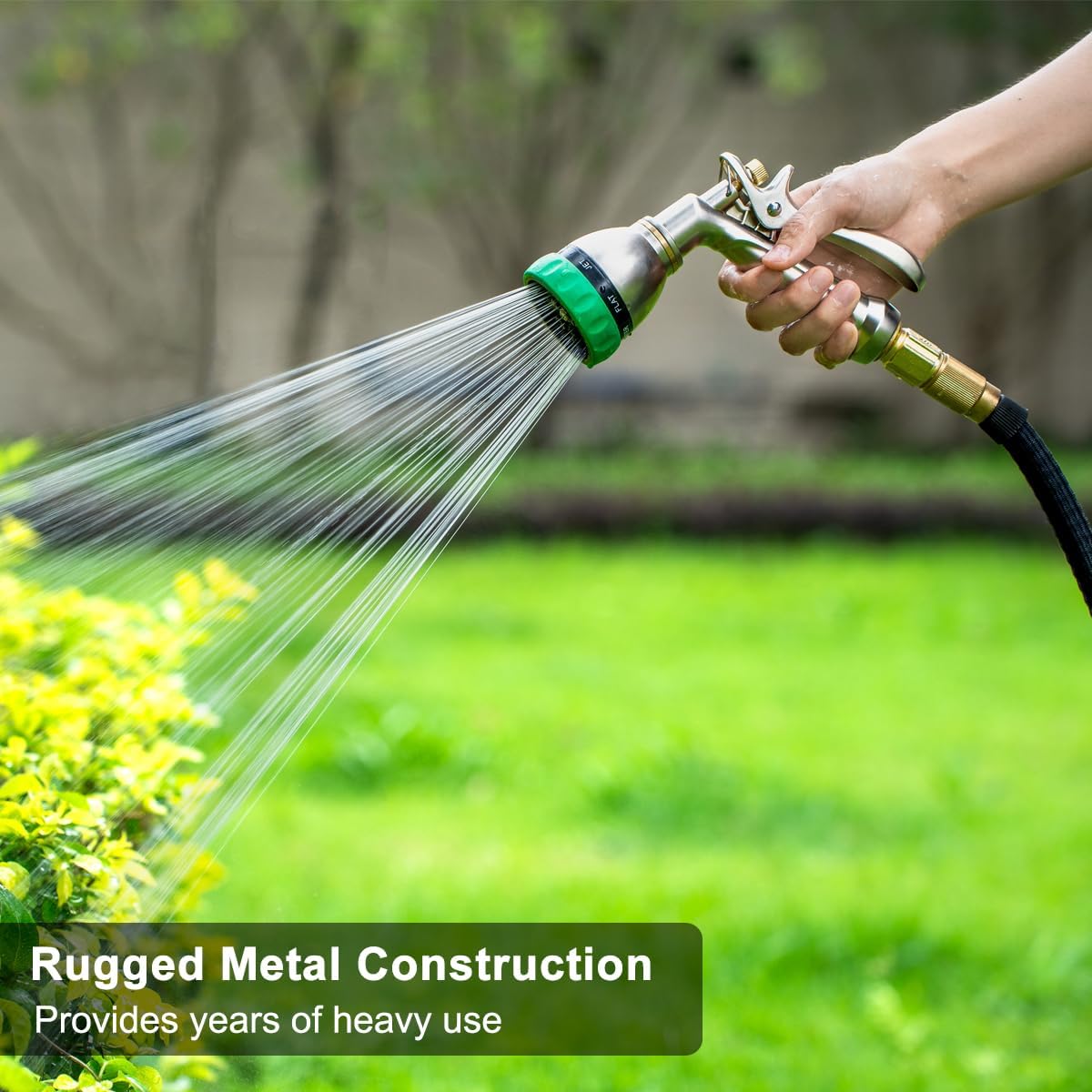 Metal Garden Hose Nozzle Heavy Duty, 7 Adjustable Spray Patterns