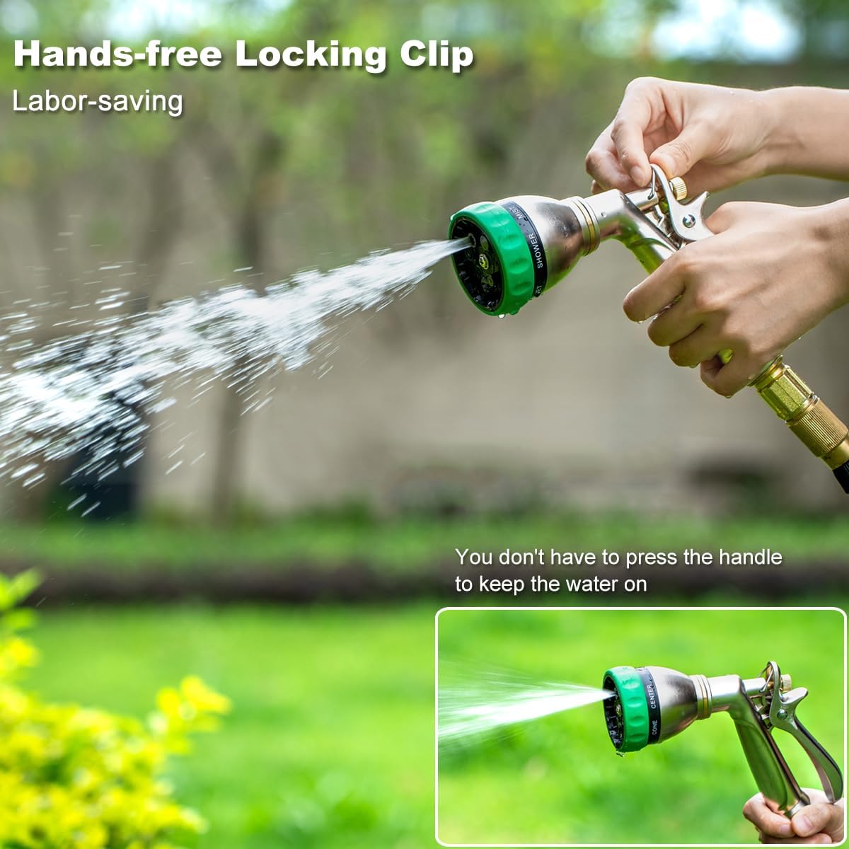 Metal Garden Hose Nozzle Heavy Duty, 7 Adjustable Spray Patterns
