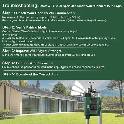 Smart WiFi Solar Sprinkler Timer, XinFuture Water Timer Rechargeable with Rain Delay, Manual& Automatic Watering System for Garden Hose Faucet, App& Voice Control, Outdoor Irrigation Controller
