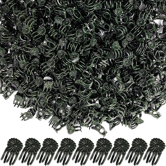 200PCS Plant Clips, Orchid Clips Plant Orchid Support Clips Flower and Vine Clips for Supporting Stems Vines Grow Upright Dark Green