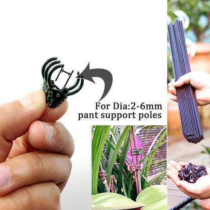 200PCS Plant Clips, Orchid Clips Plant Orchid Support Clips Flower and Vine Clips for Supporting Stems Vines Grow Upright Dark Green