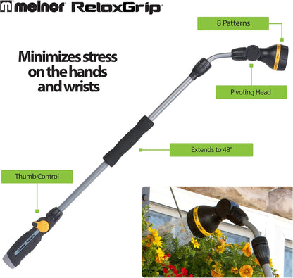 65145AMZ RelaxGrip 8-Pattern Pivoting-Head QuickConnects Extension Wand, Black/Yellow