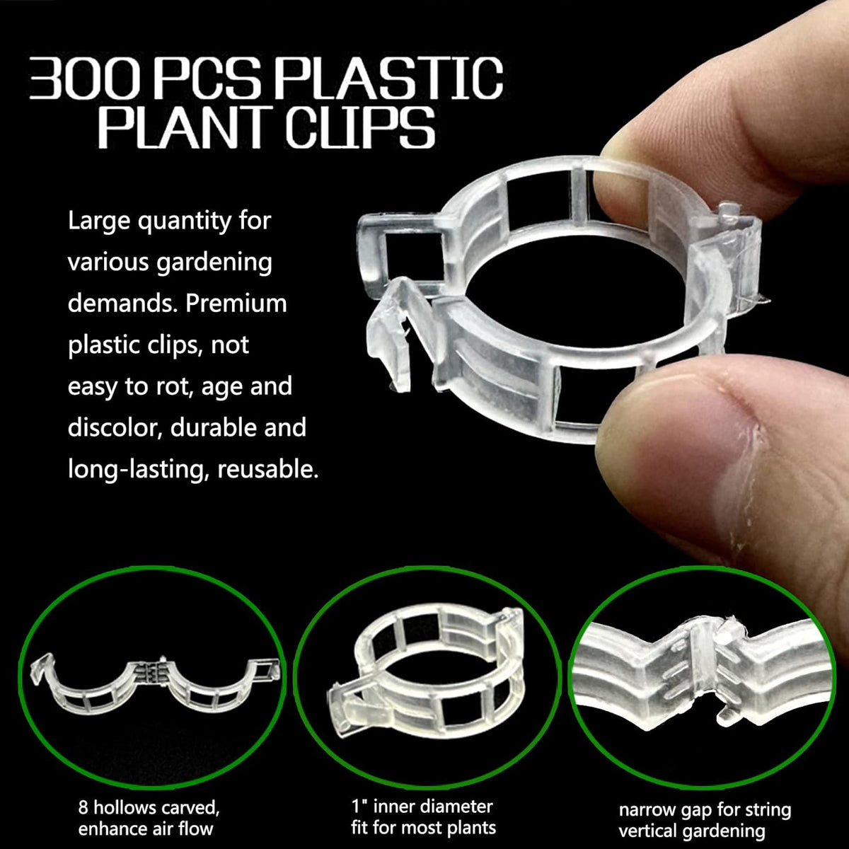 ® 300Pcs Tomato Clips, Plastic Trellis Clips, Plant Support Clips, Grape Vine Tomato Vine Vegetables Plants Garden Support Clips to Grow Upright Makes Plants Healthier