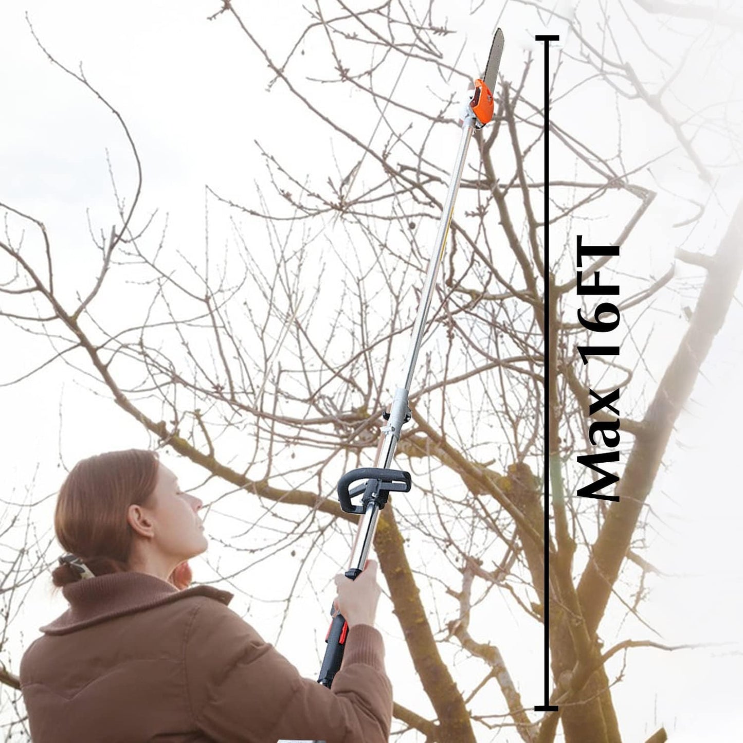 42.7CC Gas Pole Saw, 16-FT Height Reachable Tree Trimmer