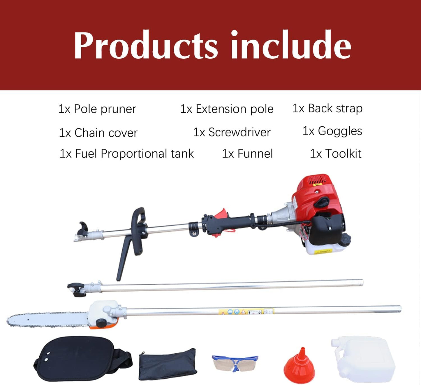 42.7CC Gas Pole Saw, 16-FT Height Reachable Tree Trimmer