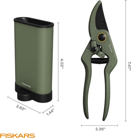 7" Plant Sculpting Bypass Pruners & Holder, 1/2" Cut Capacity