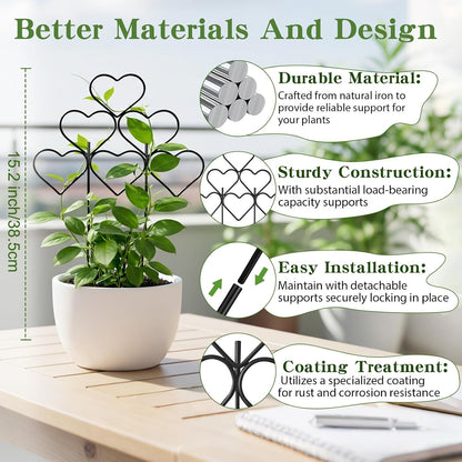 15 Inch Trellis for Climbing Plants Outdoor 9 Pack,Rustproof Metal Garden Trellis for Potted Plants,Sturdy Houseplant Support Indoor Outdoor for Ivy Pothos Monstera Hoya Flower Vine