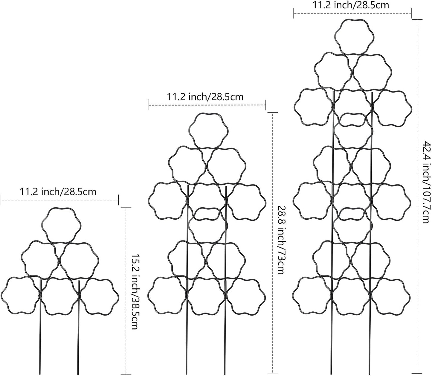 15 Inch Trellis for Climbing Plants Outdoor 9 Pack,Rustproof Metal Garden Trellis for Potted Plants,Sturdy Houseplant Support Indoor Outdoor for Ivy Pothos Monstera Hoya Flower Vine