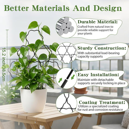 15 Inch Trellis for Climbing Plants Outdoor 9 Pack,Rustproof Metal Garden Trellis for Potted Plants,Sturdy Houseplant Support Indoor Outdoor for Ivy Pothos Monstera Hoya Flower Vine