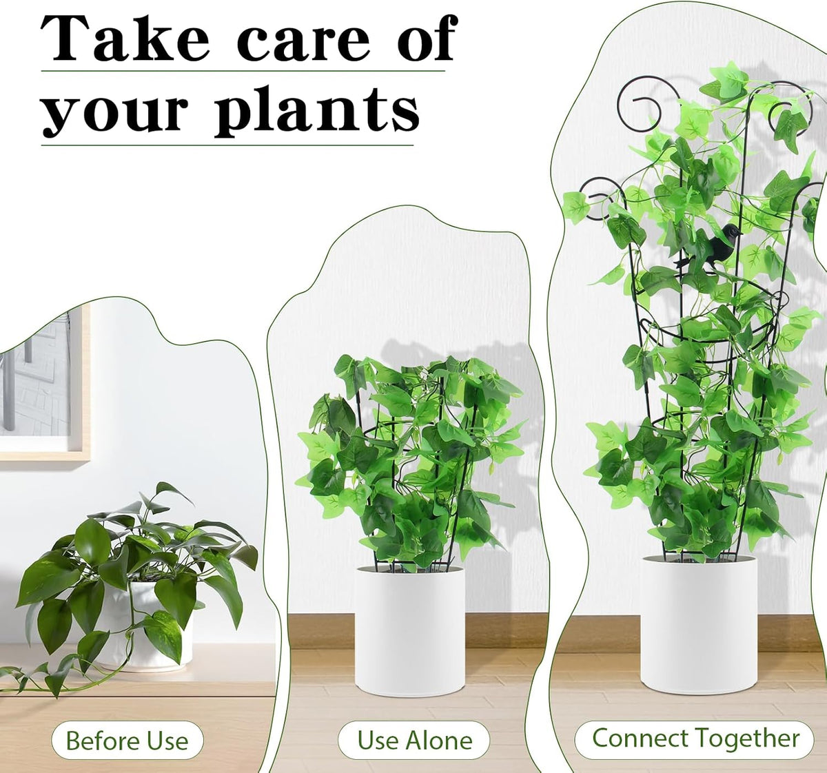 15 Inch Trellis for Climbing Plants Outdoor 9 Pack,Rustproof Metal Garden Trellis for Potted Plants,Sturdy Houseplant Support Indoor Outdoor for Ivy Pothos Monstera Hoya Flower Vine