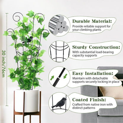 15 Inch Trellis for Climbing Plants Outdoor 9 Pack,Rustproof Metal Garden Trellis for Potted Plants,Sturdy Houseplant Support Indoor Outdoor for Ivy Pothos Monstera Hoya Flower Vine