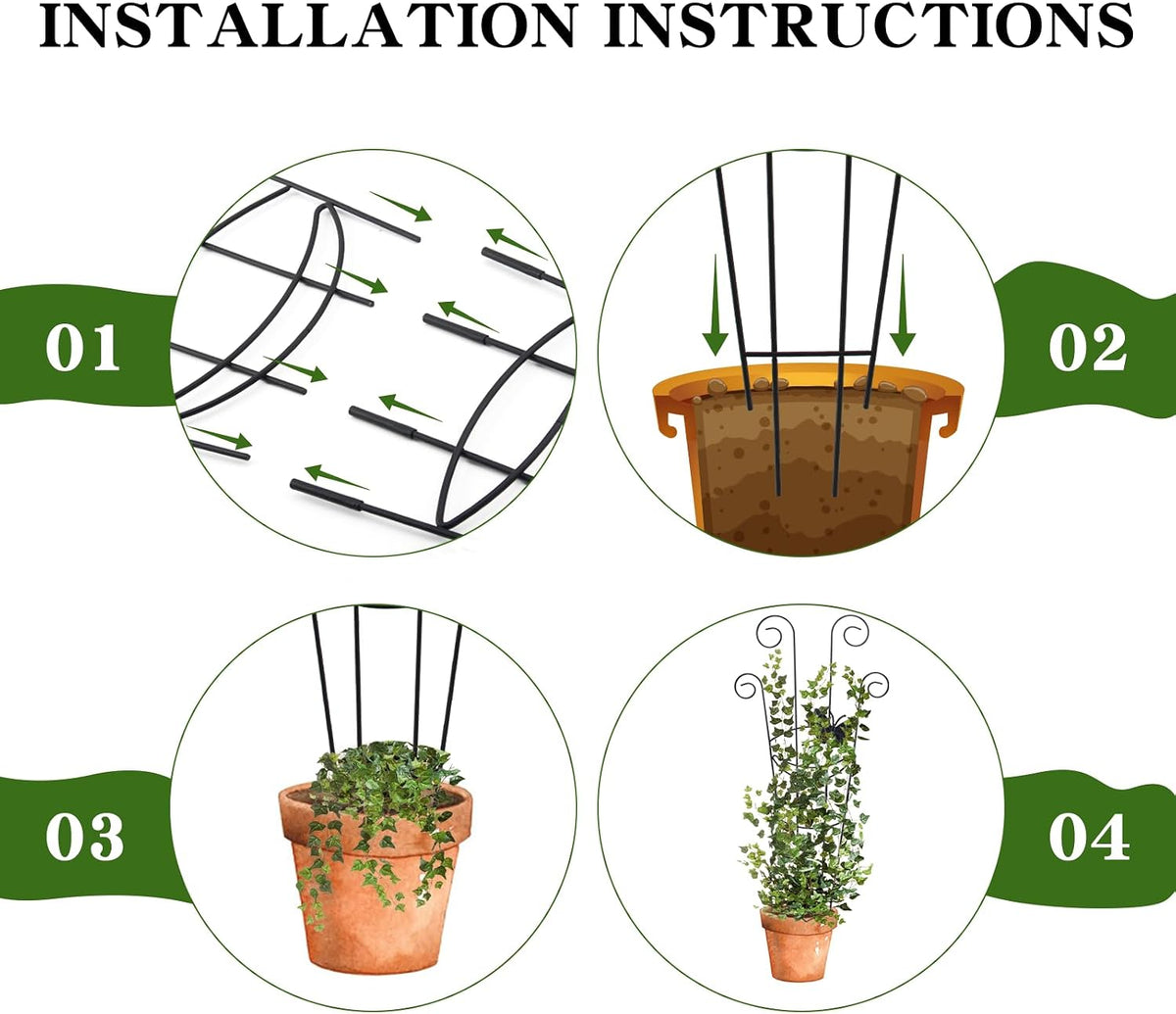 15 Inch Trellis for Climbing Plants Outdoor 9 Pack,Rustproof Metal Garden Trellis for Potted Plants,Sturdy Houseplant Support Indoor Outdoor for Ivy Pothos Monstera Hoya Flower Vine