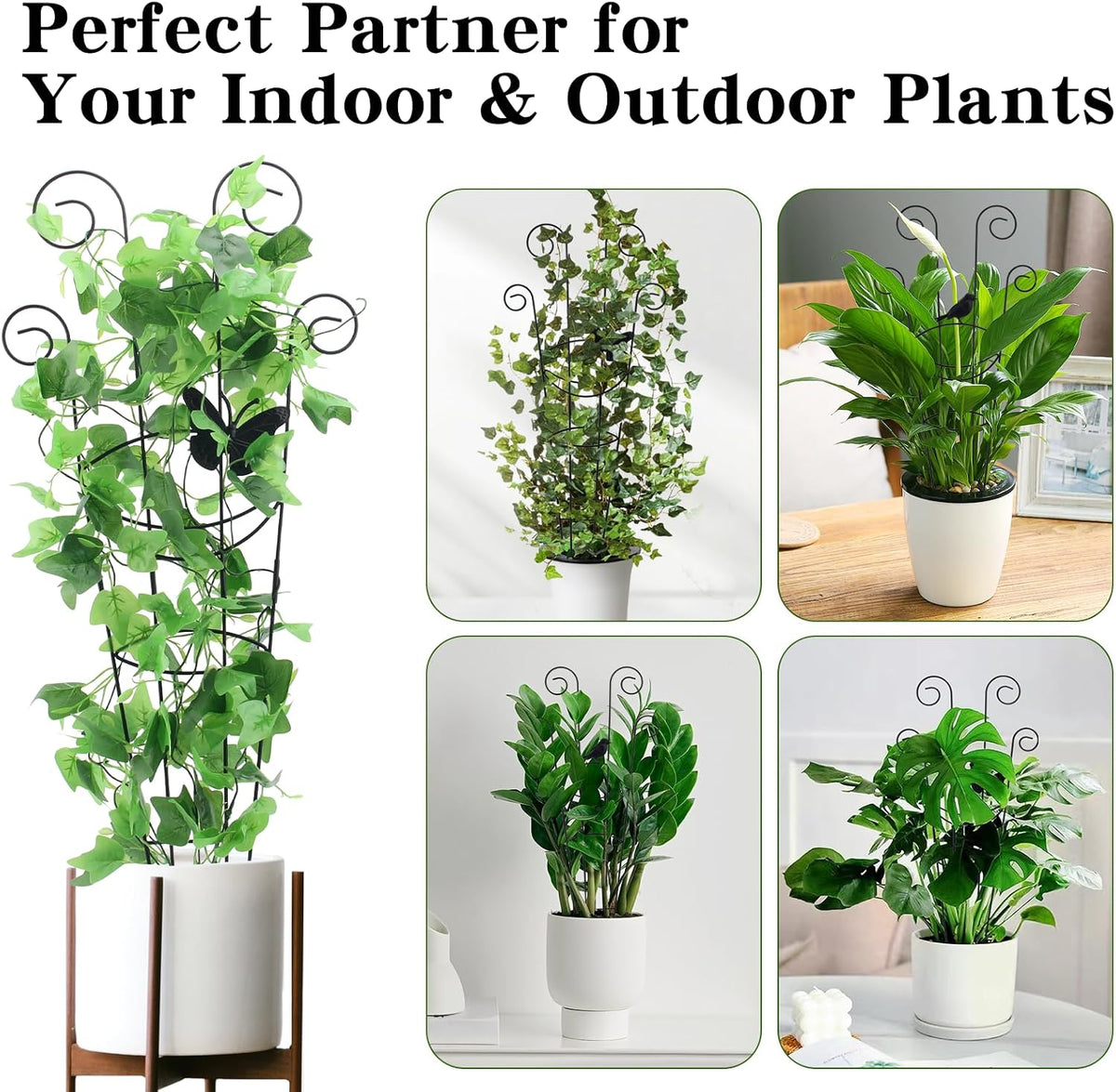 15 Inch Trellis for Climbing Plants Outdoor 9 Pack,Rustproof Metal Garden Trellis for Potted Plants,Sturdy Houseplant Support Indoor Outdoor for Ivy Pothos Monstera Hoya Flower Vine