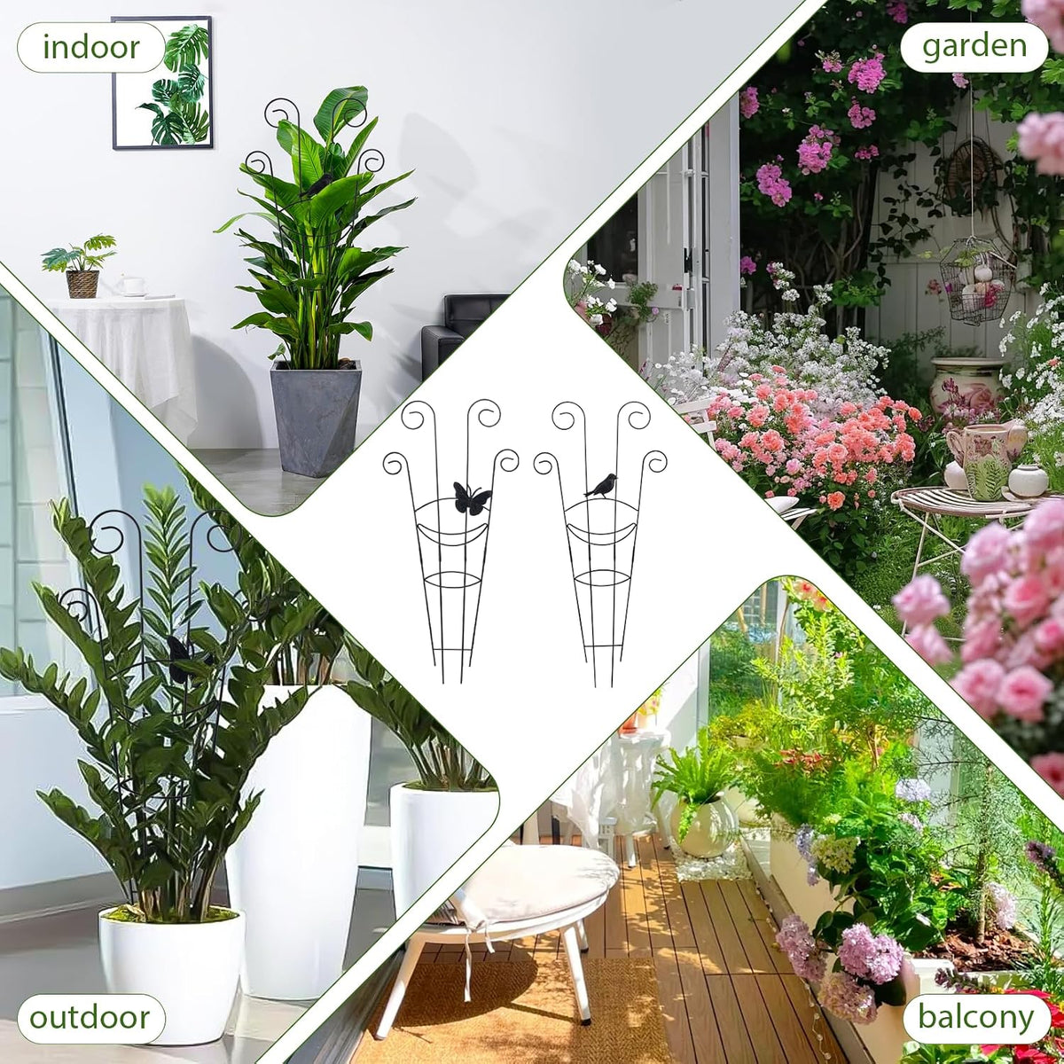 15 Inch Trellis for Climbing Plants Outdoor 9 Pack,Rustproof Metal Garden Trellis for Potted Plants,Sturdy Houseplant Support Indoor Outdoor for Ivy Pothos Monstera Hoya Flower Vine