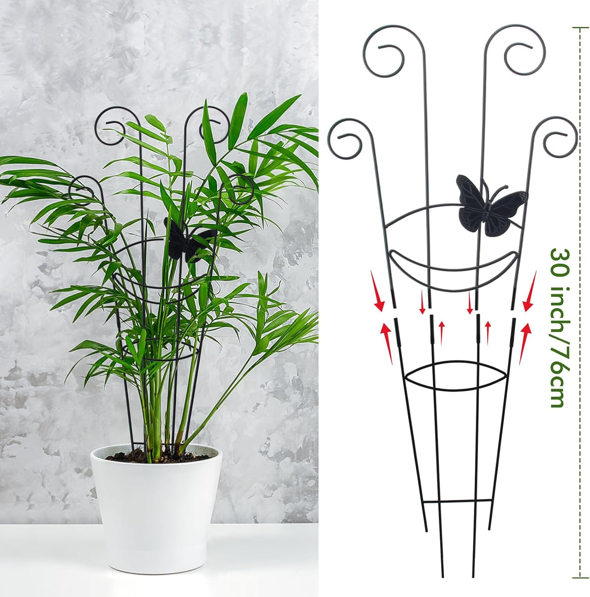 15 Inch Trellis for Climbing Plants Outdoor 9 Pack,Rustproof Metal Garden Trellis for Potted Plants,Sturdy Houseplant Support Indoor Outdoor for Ivy Pothos Monstera Hoya Flower Vine