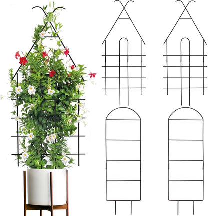 15 Inch Trellis for Climbing Plants Outdoor 9 Pack,Rustproof Metal Garden Trellis for Potted Plants,Sturdy Houseplant Support Indoor Outdoor for Ivy Pothos Monstera Hoya Flower Vine