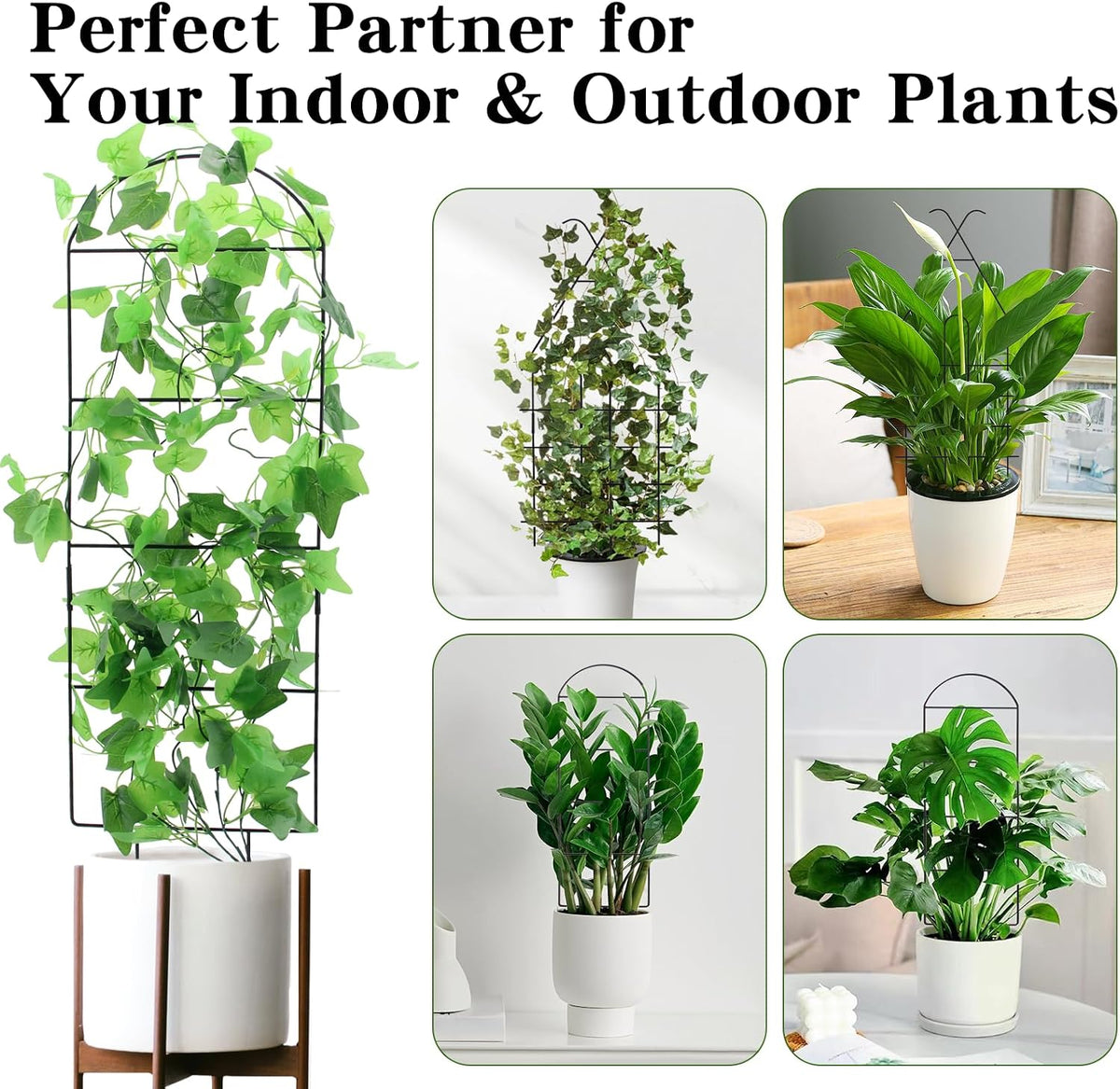 15 Inch Trellis for Climbing Plants Outdoor 9 Pack,Rustproof Metal Garden Trellis for Potted Plants,Sturdy Houseplant Support Indoor Outdoor for Ivy Pothos Monstera Hoya Flower Vine