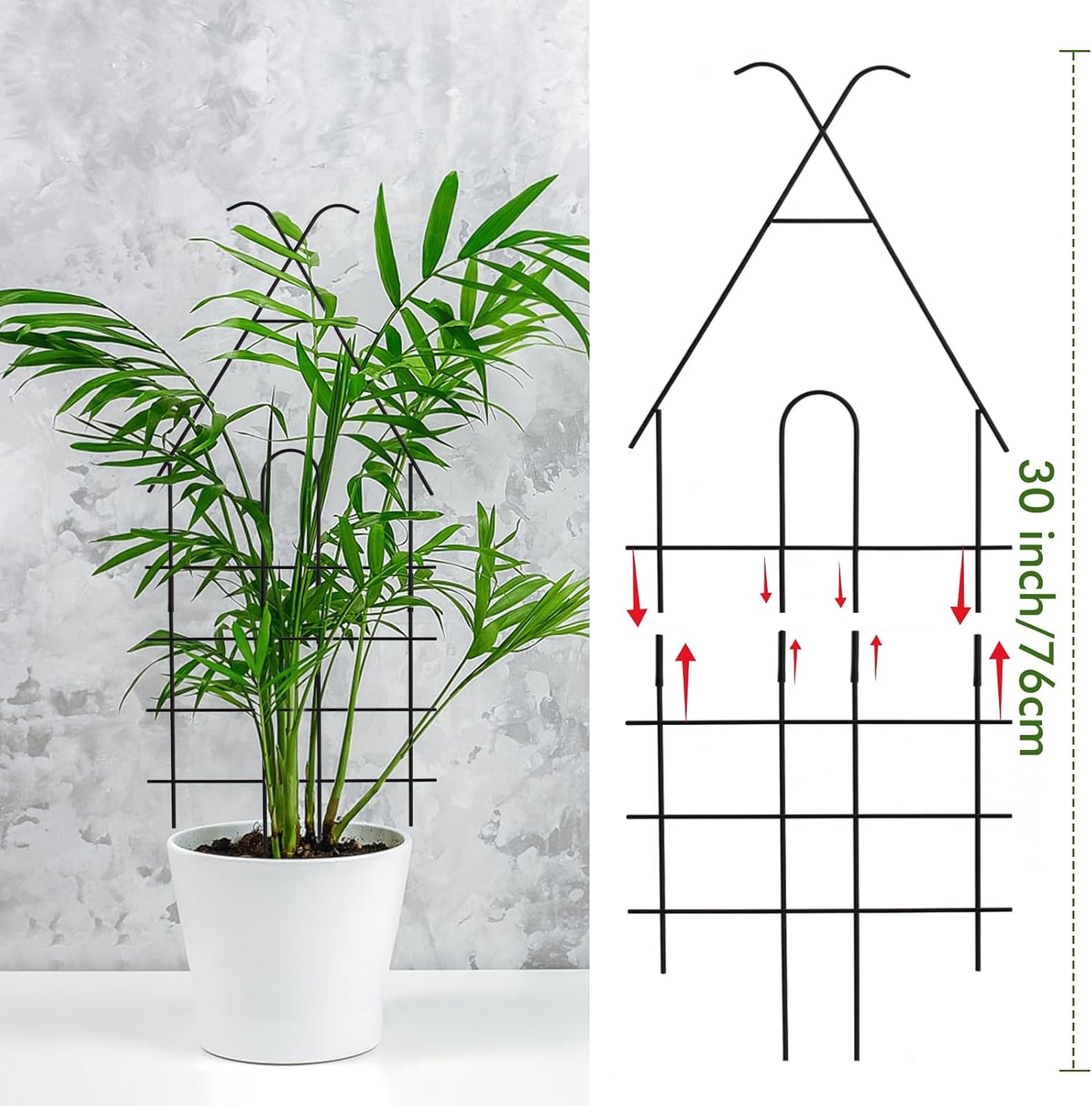 15 Inch Trellis for Climbing Plants Outdoor 9 Pack,Rustproof Metal Garden Trellis for Potted Plants,Sturdy Houseplant Support Indoor Outdoor for Ivy Pothos Monstera Hoya Flower Vine