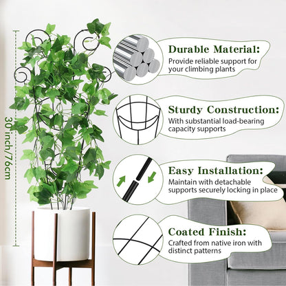 15 Inch Trellis for Climbing Plants Outdoor 9 Pack,Rustproof Metal Garden Trellis for Potted Plants,Sturdy Houseplant Support Indoor Outdoor for Ivy Pothos Monstera Hoya Flower Vine