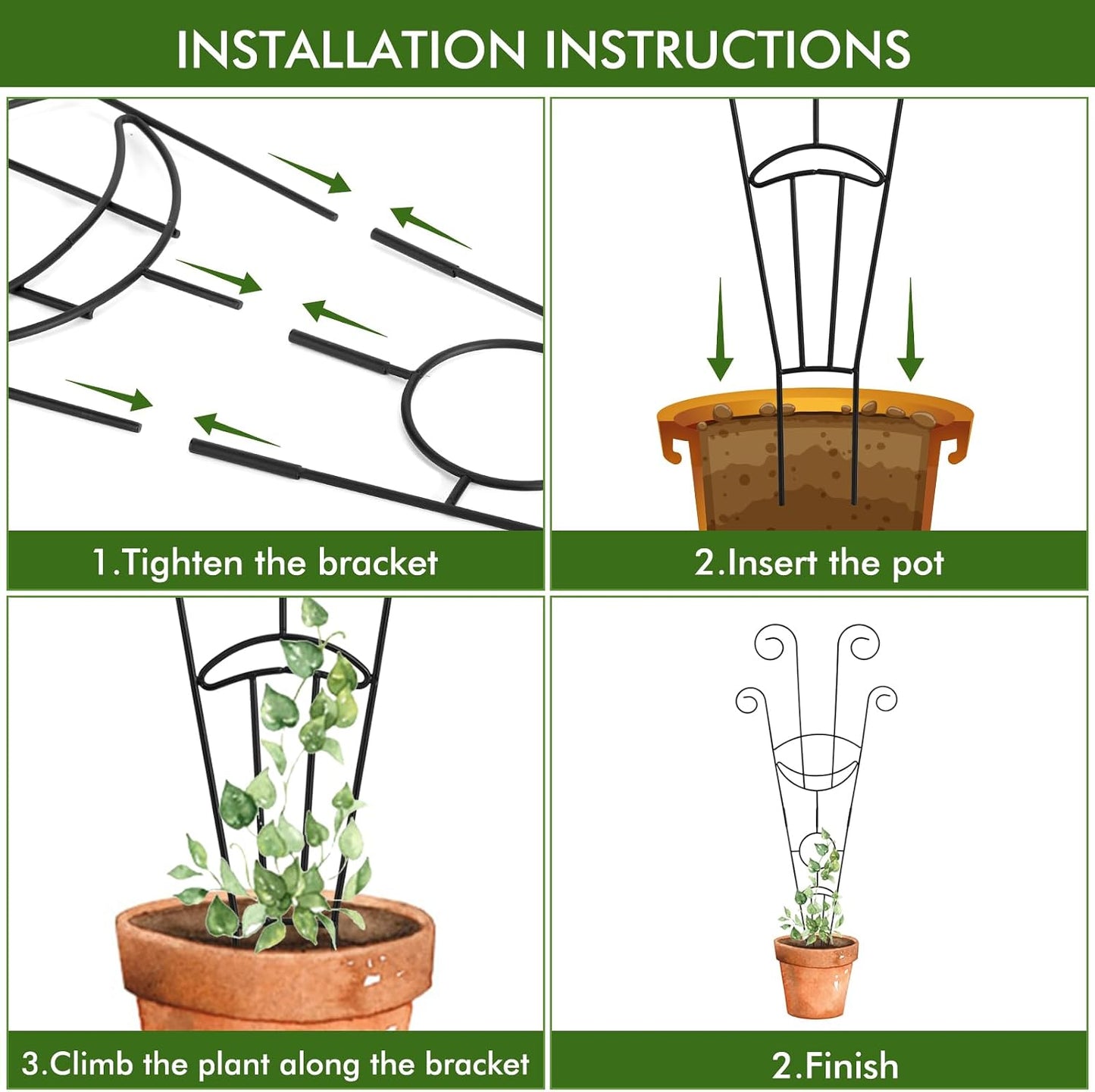 15 Inch Trellis for Climbing Plants Outdoor 9 Pack,Rustproof Metal Garden Trellis for Potted Plants,Sturdy Houseplant Support Indoor Outdoor for Ivy Pothos Monstera Hoya Flower Vine