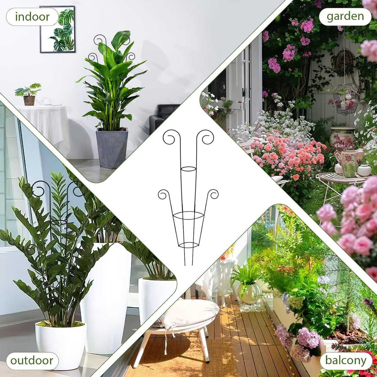 15 Inch Trellis for Climbing Plants Outdoor 9 Pack,Rustproof Metal Garden Trellis for Potted Plants,Sturdy Houseplant Support Indoor Outdoor for Ivy Pothos Monstera Hoya Flower Vine