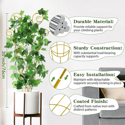 15 Inch Trellis for Climbing Plants Outdoor 9 Pack,Rustproof Metal Garden Trellis for Potted Plants,Sturdy Houseplant Support Indoor Outdoor for Ivy Pothos Monstera Hoya Flower Vine