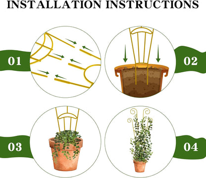 15 Inch Trellis for Climbing Plants Outdoor 9 Pack,Rustproof Metal Garden Trellis for Potted Plants,Sturdy Houseplant Support Indoor Outdoor for Ivy Pothos Monstera Hoya Flower Vine