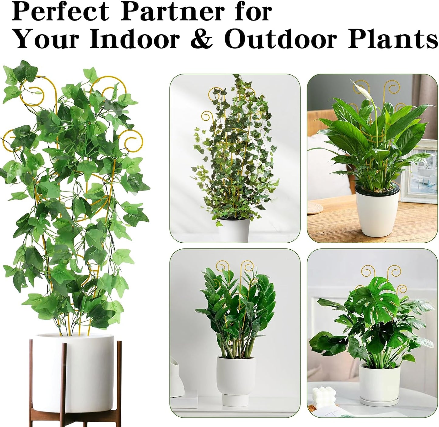 15 Inch Trellis for Climbing Plants Outdoor 9 Pack,Rustproof Metal Garden Trellis for Potted Plants,Sturdy Houseplant Support Indoor Outdoor for Ivy Pothos Monstera Hoya Flower Vine