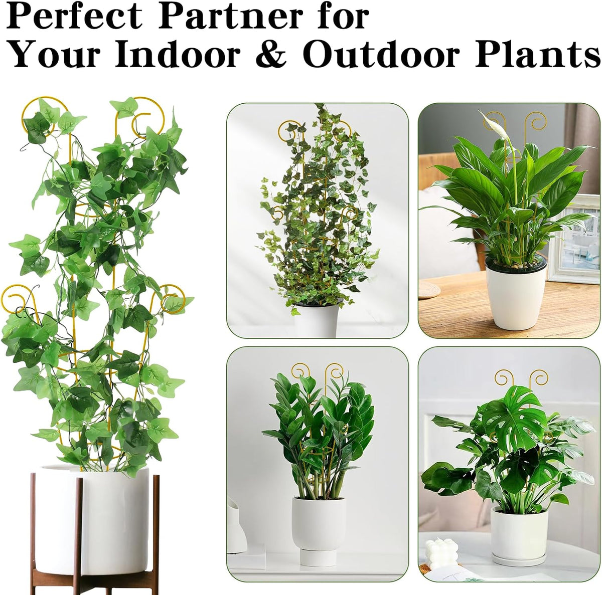 15 Inch Trellis for Climbing Plants Outdoor 9 Pack,Rustproof Metal Garden Trellis for Potted Plants,Sturdy Houseplant Support Indoor Outdoor for Ivy Pothos Monstera Hoya Flower Vine