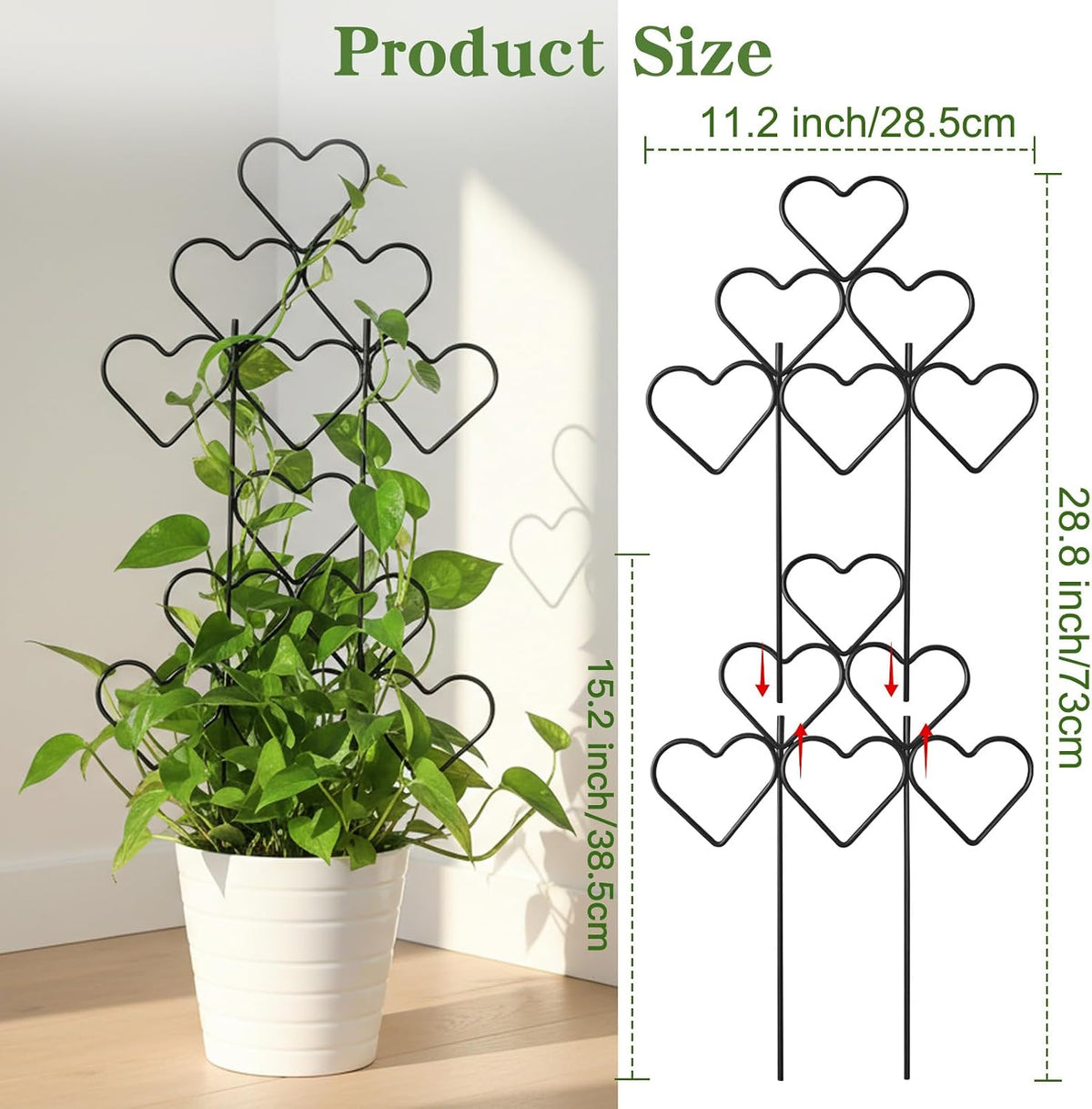 15 Inch Trellis for Climbing Plants Outdoor 9 Pack,Rustproof Metal Garden Trellis for Potted Plants,Sturdy Houseplant Support Indoor Outdoor for Ivy Pothos Monstera Hoya Flower Vine