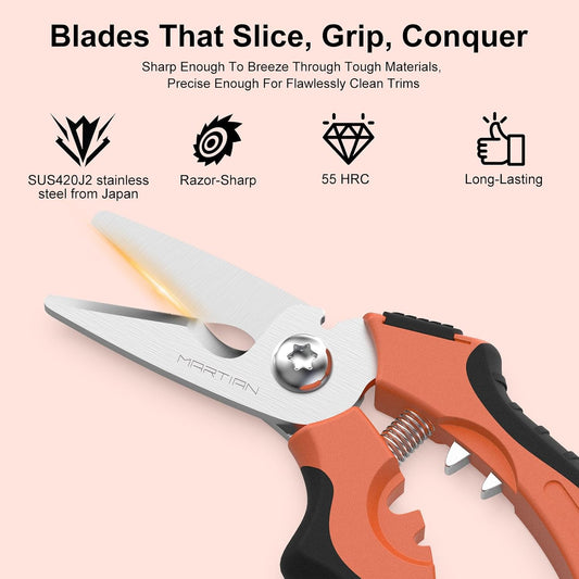 Tin Snips - Stainless Steel Utility Scissors, Wire Cutters Heavy Duty