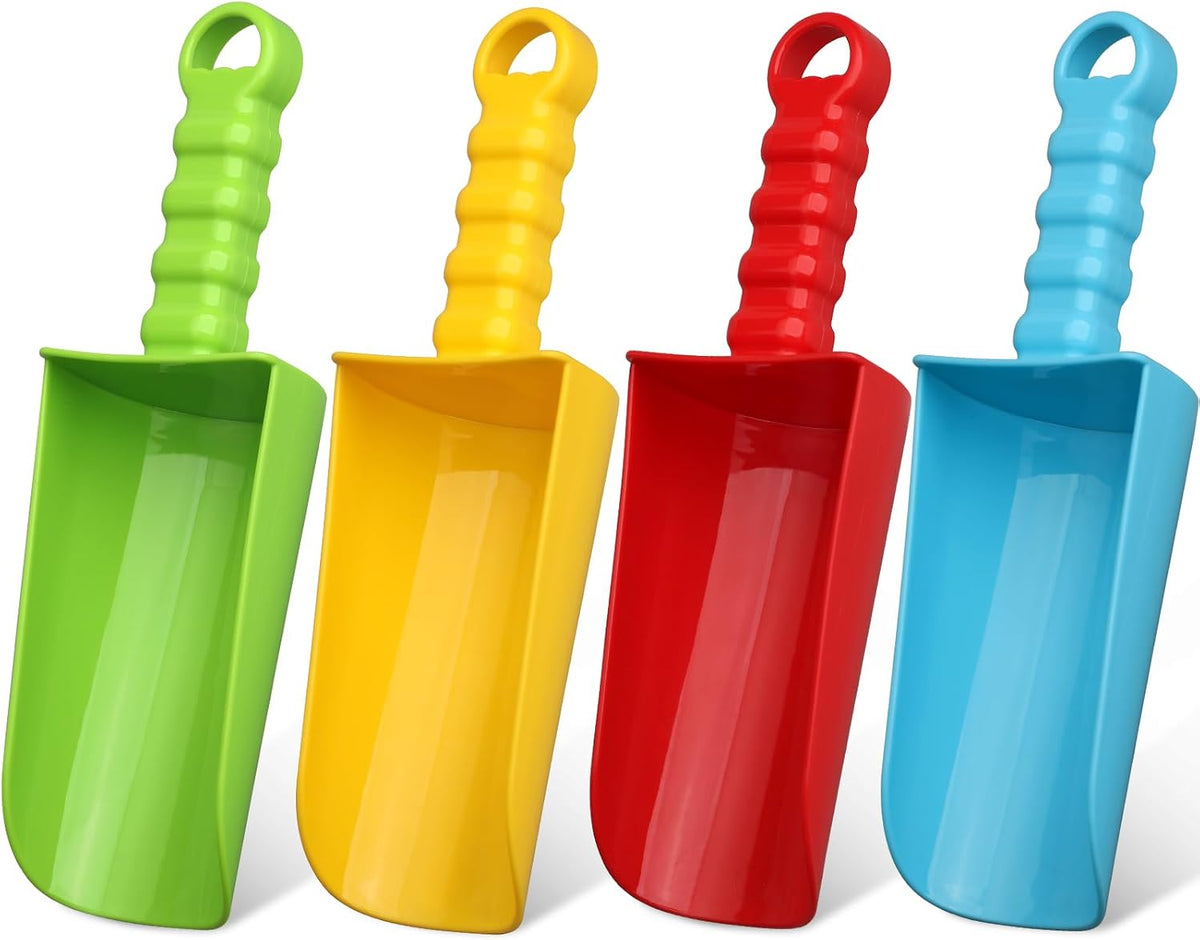 Anzmtosn Kids Metal Garden Tool Set Sand Toy, Rake, Spade, Hoe and Leaf Rake, Beach Shovels Scoop Toy, Essential Toddler Sandbox Kit Beach Gear Accessories Outdoor Gardening, 4 Pack
