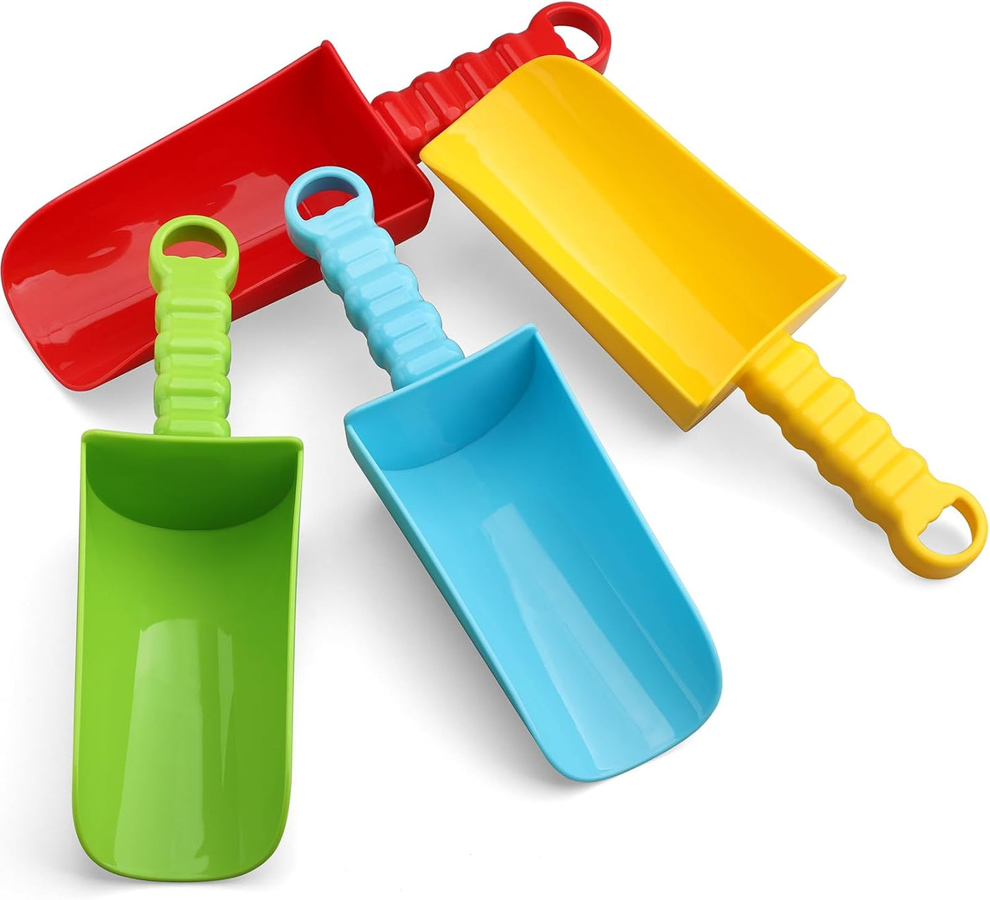 Anzmtosn Kids Metal Garden Tool Set Sand Toy, Rake, Spade, Hoe and Leaf Rake, Beach Shovels Scoop Toy, Essential Toddler Sandbox Kit Beach Gear Accessories Outdoor Gardening, 4 Pack