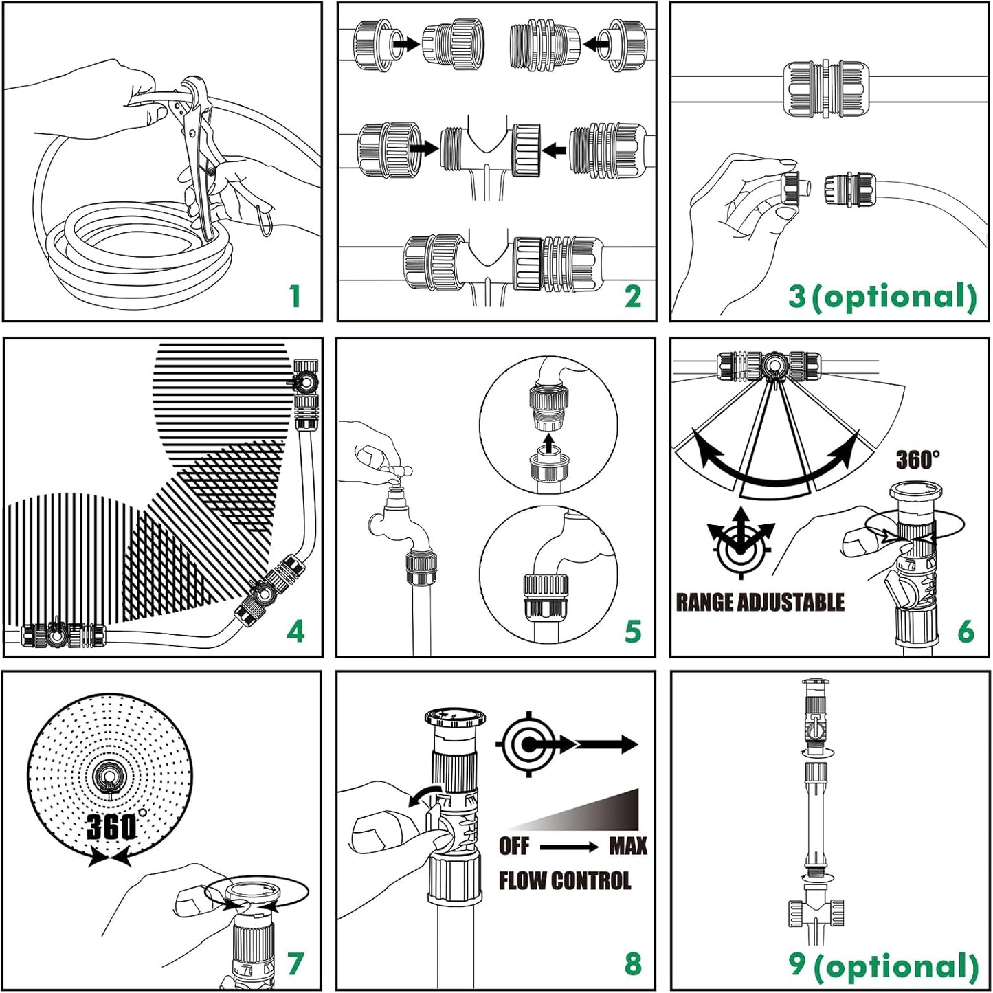 Above Ground Sprinkler System,Irrigation Sprinklers for Yard,Green